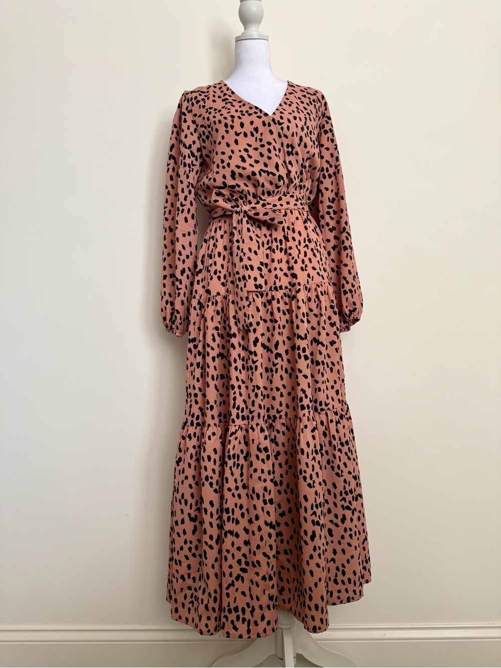 Petal & Pup Dusty pink Animal Print Midi Dress with Black Spots size 4 US